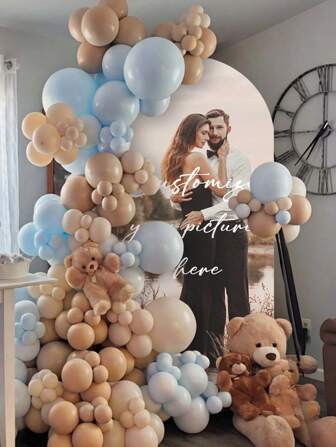 Copertura ad arco elastica per feste, matrimoni, compleanni e anniversari, cornice di sfondo personalizzabile, adatta per la parte superiore arrotondata, disponibile in più misure, in materiale di poliestere per Natale, Ognissanti, San Valentino, Festa della Mamma ecc. Evento di sfondo | Design moderno con fiocco ed elasticità