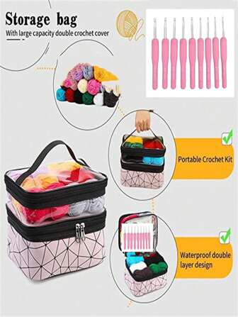 105pcs Crochet Hook Full Set DIY Handcraft Knitting Tool Kit, Includes Yarn Storage Bag, TPR Crochet Hooks, Suitable For Crocheting Pet Clothes, Socks, Gloves, Scarves, Hats, Flowers, Bags, Pockets, Gifts, Decorations, Beginner Set