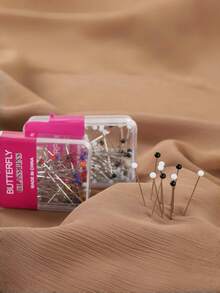 1pc Colorful Black & White Glass Head Pins, Clothing Positioning Pins, Scarf Fixing Pins, Boxed For Dress