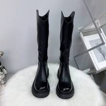 Botas femininas estilo faroeste - Forro simples marrom - Ver 4