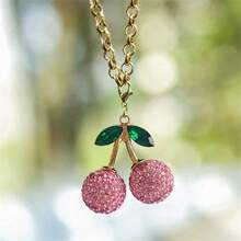 1/3pcs Bling Crystal Cute 3D Cherry Car Rearview Mirror Pendant, Personalized Car Interior Ornament, Gift For Her - one-size - View 14