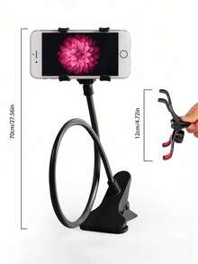 Uniwersalny, elastyczny uchwyt na telefon komórkowy typu "gęsia szyja", mocowany do łóżka, biurka i stołu. Elastyczne ramię z możliwością obrotu o 360°. Kompatybilny z 'em i telefonami z Androidem. Prezent urodzinowy, dla rodziny i przyjaciół. Do biura, akademika i domu. Uchwyt na telefon, stojak na telefon, do łóżka.