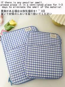 1 Stück kariertes Muster Tablette/iPad Hülle, Laptoptasche 14 Zoll mit mehrlagigem Stauraum, koreanischer Stil Schutzhülle für 10,2/10,9/11 Zoll iPad, 13/13,3/14 Zoll Laptop Schulunterricht Laptophülle Computertasche Reise Laptoptasche Schullaptoptasche Frauen Lehrertasche Laptoptasche College Computertasche Wohnheim - Verschiedenfarbig - Übersicht 3