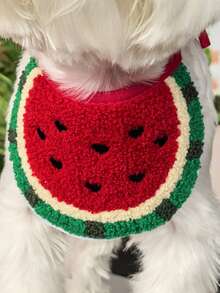 1pc Pet Watermelon Shaped Embroidered Bib, Suitable For Small Dogs And Cats - Multicolor - View 3