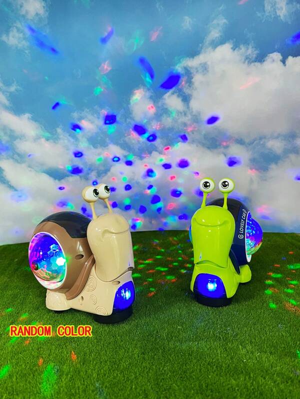 1 pieza Juguete eléctrico para niños de caracol ermitaño con música, luces de colores y proyector, juguete educativo que se arrastra, accesorios de color aleatorio