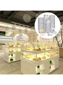 50 个圆形馅饼/蛋挞盘，迷你一次性铝箔蛋挞杯烘焙模具，适用于乳蛋饼、纸杯蛋糕、烘焙、厨房烹饪、蛋挞模具 - 銀色 - 查看 2