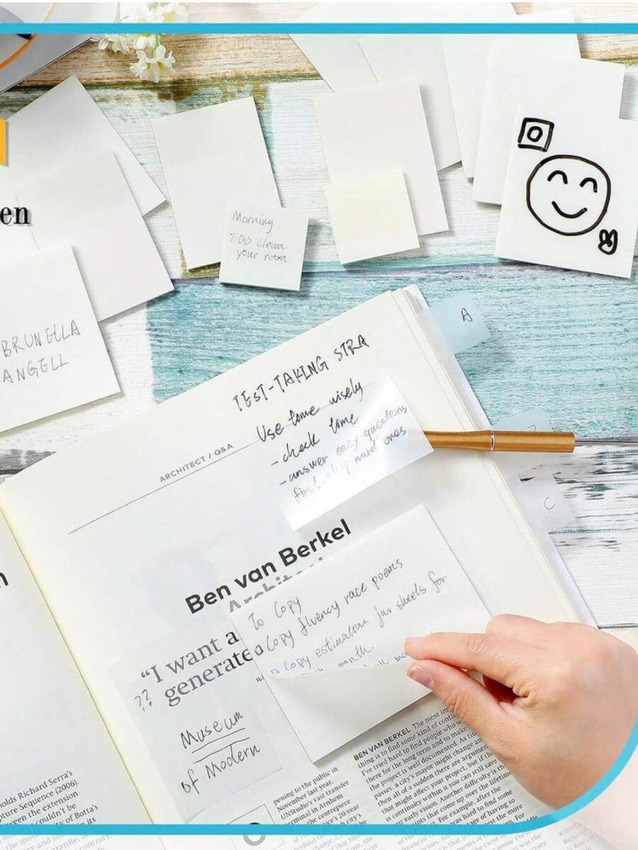 1 pieza 50 hojas Almohadillas de notas adhesivas transparentes Libretas Útiles escolares Suministros de oficina