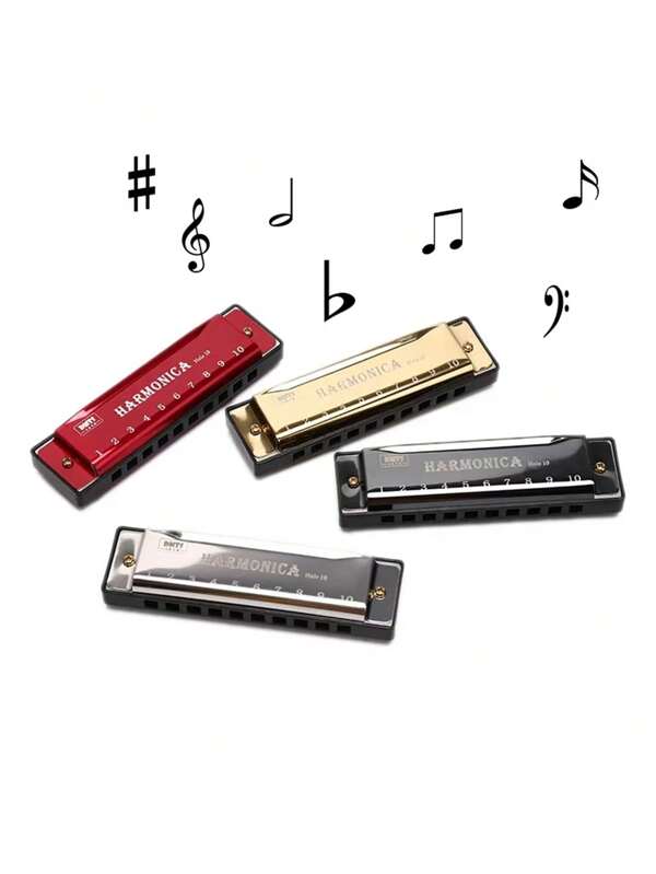 10-Loch Mundharmonika mit 10-Loch Kupferkern, Übungsspielzeug für Anfänger und Geburtstagsgeschenk für Blues Mundharmonika