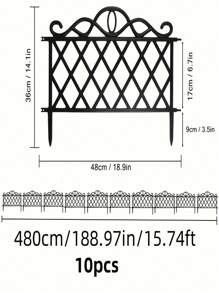 4/10 件耐用塑料装饰花园边界栅栏，可拆卸户外露台植物栅栏，草坪边缘屏障，易于安装