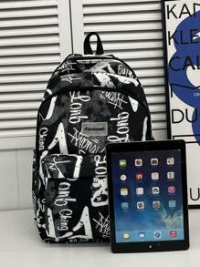 Fashionable Classic Graffiti Ladies' Backpack, Large Capacity, Foldable, Multi-Compartment, Suitable For Outdoor Activities, Short Trips, Hiking, And School.