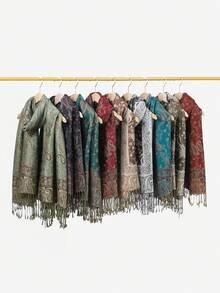 1pc Women's Fashion Multi-Color Cashew Scarf, Classic Paisley Pattern Headscarf & Shawl, Silky Cashmere Accessory, Suitable For Daily Wear, Beach Cover-Up, Holiday Gift, Air-Conditioned Room, All Seasons - Light Green - View 12