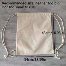 1pc Canvas Drawstring Bag, Canvas Backpack With Drawstring Closure, Travel Storage Canvas Bag, Shopping Tote Bag, Unisex Simple & Fashion Design, Suitable For Shopping, Travel, Etc.