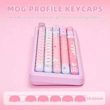 Cute Pink Custom Keycaps, 138 Keys Dye Sub PBT MOG Profile Keycap Set Mechanical Gaming Keyboards (Pink)