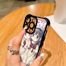 Cute Japanese Anime Girl Pattern Y2K Phone Case For Phone 16 15 14 13 12 11 Pro Max X XR XSMAX 8 7 Plus Shockproof Transparent Soft Back Cover