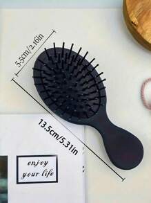 1 件日式迷你整理发梳套装，适合普通发质，按摩功能，哑光树脂手柄，橡胶刷毛 - 便携式黑色塑料发刷，适合长发造型、发刷、梳子、美发工具、美发产品及配件，适用于理发沙龙美容旅行必需品、美发套装、美发工具套装、发饰