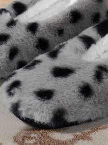 Men's Fluffy Slippers, Gray Plush House Slippers, Machine Washable