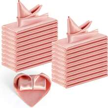 24 de șervețele de satin, șervețele pătrate de 45x45cm, șervețele de cină moi și mătăsoase, potrivite pentru nuntă, petrecere pentru copii, aranjarea mesei pentru petreceri de ziua de naștere, auriu roz