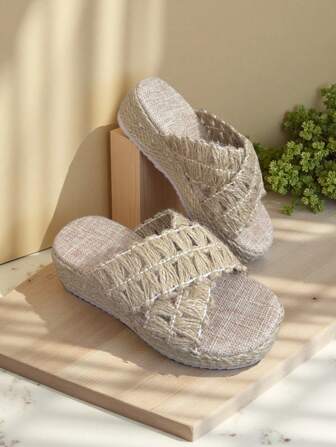 Children's Thick Bottom Hemp Rope Woven Linen Roman Sandals, Breathable Lightweight Comfortable Summer Outdoor Slippers