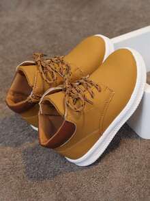 1 Paio di Stivali Piatti Unisex alla Moda, Comodi Stivali per Bambini Ammortizzanti e Antiscivolo, Adatti per Uso Quotidiano e Attività all'Aperto in Primavera e Autunno - Giallo - Visualizzare 3