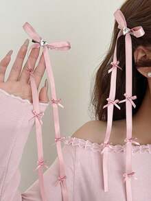 2/10 piezas Accesorios para el cabello de mujer, Pinzas para el cabello con lazo de cinta dulce, Barrettes con lazo de cinta de bailarina, Pinza lateral con borla larga, Decoraciones versátiles para el cabello para uso diario, Atuendo de invierno para mujer, Lazos, Lindos, Elegantes, Accesorios para la cabeza, Horquillas - Multicolor - Ver 2