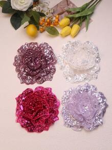 全新手工刺绣 6 层 3D 凸起水晶玫瑰花 DIY 服装、婚纱和礼服饰边
