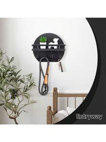 Key Holder For Wall - 9.8 Inch Apartment Wall Decor With Shelf And 8 Key Hooks, Circular Wood Key Hanger For Home Decor - 5 Hooks - View 6