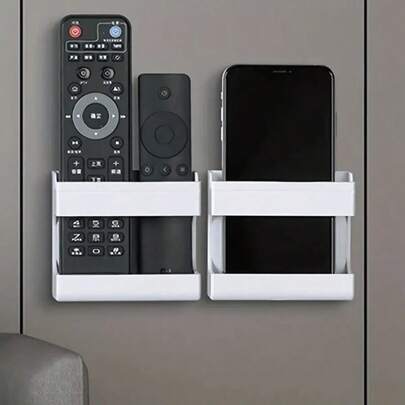 1/2/3/4pcs Wall Mounted Remote Control Storage Box, Mobile Phone Charging Bracket, Enclosure Type Storage Rack