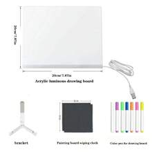 Pizarra de notas con luz LED acrílica y soporte, adecuada para oficina, escuela y uso doméstico, regalo ideal para cumpleaños, vacaciones y Navidad (color del soporte aleatorio), incluye 7 marcadores de colores (color aleatorio), paño borrador de color aleatorio - Multicolor - Ver 13