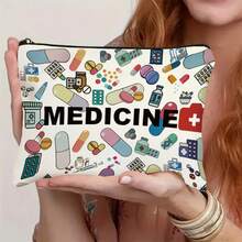 Multi-Functional Canvas Medicine Organizer Bag - Travel Zipper Pouch, Allergy & Asthma Emergency Kit, Cosmetic And Essentials Storage Bag - Multicolor - View 14