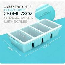 Silicone Freezer Tray With Lid - Soup Freezer Container Molds - Large Ice Cube Tray- Makes 8 Perfect 1 Cup Portions Cubes, 2-Pack Freezer Storage  Soups  Meal Prep - Oven  Dishwasher - - Một miếng, 1 cốc - Xem 6