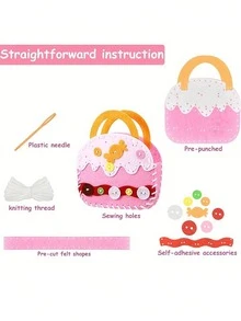 1 Set Creative Sewing Kit - DIY Handbag Craft Set, Includes Safety Pins, Felt Fabric And Simple Instructions, Educational And Fun, Inspiring Creativity And Fine Motor Skills Development. - Multicolor - View 5