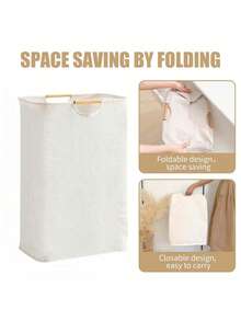 1 件可折叠洗衣篮，经典款式，多功能家居收纳盒，适用于卧室、浴室 - 米色 - 查看 7