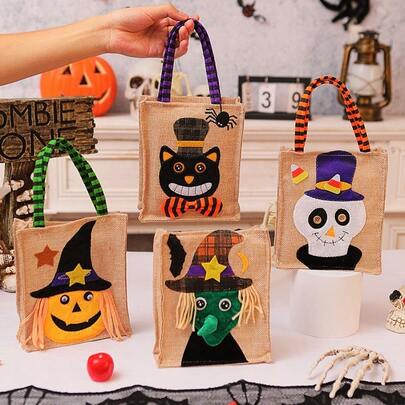 Halloween Non-Woven Tote Bag, Candy Bag - Pumpkin Bag Decoration Props - Gift Bag - Halloween Props - Halloween Candy Bag - Interactive - Gift