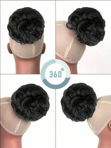 1 pièce Pince à chignon en désordre avec vague de griffes pour cheveux bouclés, pince à queue de cheval en pince à cheveux en synthétique convenant aux femmes - Noir naturel - Noir - Voir 7