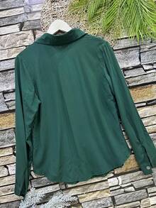 Women's Shirt In Beautiful Viscose Fabric - 墨綠色 - 查看 2