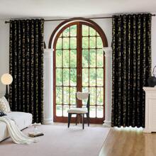 Farfallarossa 双面哑光金/银箔遮光窗帘（1 片），140*280cm，高效隔热遮光，防晒抗紫外线，增强居家私密性，适用于卧室和客厅，轻松搭配各种家居装饰风格。 - 黑色+燙金 - 查看 1