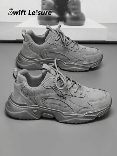 Men's Black & Grey Breathable Mesh Patchwork Design Comfortable Running Sneakers, Fashion Black Outdoor Casual Athletic Shoes