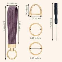 Stretchy Wristlet Keychain, Cute Key Chain, Woven Wrist Lanyard For Car Keys With 3 Keyrings And D-Ring For Women Men - Màu tím chuyển sắc - Xem 4