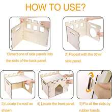 1pc/Set Wooden Rabbit Hideout Castle, Wooden Rabbit Houses And Hideouts For Indoor Bunnies, Chinchillas, Hamsters And Guinea Pigs - Multicolor - View 4