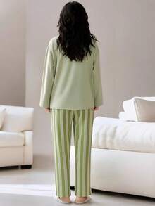 AICJ 2pcs Women Casual Strawberry Print Long Sleeve Top And Pants Lounge Set, Suitable For Spring, Summer, Autumn, Fall Winter Clothes, Cozy Outfit