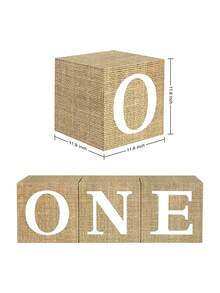 Cajas con estampado de arpillera para baby shower de revelación de sexo, decoración de centro de mesa para baby shower sin género - Juego de 4 cubos de arpillera y grano con letras, decoraciones rústicas para baby shower, regalos de decoración familiar para baby shower - Multicolor - Ver 9