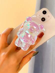 Giá đỡ điện thoại hình gấu dễ thương, giá đỡ điện thoại để bàn 3D màu trơn phủ bột kim tuyến, tương thích với điện thoại và Android, quà tặng sinh nhật cho gia đình và bạn bè, giá đỡ điện thoại có thể thu gọn, phụ kiện điện thoại. - Nhiều màu - Xem 6