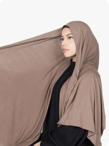 1件装女士经典纯色长披肩，优雅休闲流苏围巾，优质针织莫代尔面料，头巾式头巾，适合日常生活、旅行和聚会等场合。