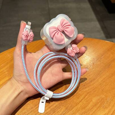 Bộ 5 món [Bảo vệ cổng sạc tiêu chuẩn Anh 20W] Nắp bảo vệ cổng sạc trong suốt & Bảo vệ cáp chống gãy cho iPhone 11/12 13/14/15/16 Pro Max/Plus | Bộ ốp bảo vệ 2 trong 1