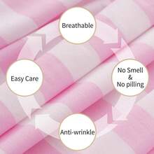 Best Season 4 Piece Bed Sheet Set - Full Size - Soft Microfiber Bedding Sheet Set, Deep Pocket, Stain, Fade & Wrinkle Resistant (Plaid Black & White), Luxury Comfortable - 粉紅色條紋 - 查看 4