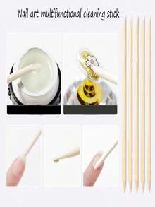 100 piezas de palitos de madera de naranja de 114 mm/4.49" para empujar la cutícula y limpiar las uñas, adecuados para salones de uñas y manualidades de arte de uñas DIY - Beis - Ver 2