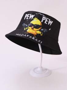1 buc. Pălărie de găleată pentru femei, cu imprimeu de pui și rață, față-verso, stil casual hip-hop