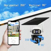 1 台太阳能供电 WIFI IP 摄像机 - 12MP 超高清双镜头三屏、350°PTZ 旋转、AI 跟踪、彩色夜视、10 倍变焦、双向音频、PIR 运动检测、智能警报提醒、IP66 防水、无线室外/室内安全摄像头，适用于家庭、办公室、庭院、农场、宠物监控，带移动应用程序，太阳能充电 - 白色 - 查看 11