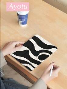 Ayotu Black & White Striped IPad Case, Compatible With 10.2-Inch IPad (9th/8th Gen) 2021/2020, Compatible With Samsung Galaxy Tab A8 10.5-Inch 2022, Compatible With Huawei MatePad 10.4/Tab, With Pencil Slot, Auto Sleep/Wake Function, Fashionable Protective Cover - Multicolor - View 3