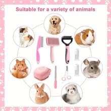 8pcs Pet Grooming Kit, Includes Pet Nail Clippers And File, Flea Comb, Pet Shampoo Brush, Pet Deshedding Brush And Silicone Toothbrush